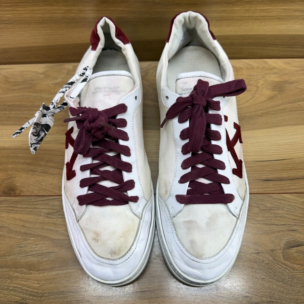 Off-White Low Vulcanized Sneakers Mens 44 White Burgundy Casual Virgil Abloh - Picture 5 of 10